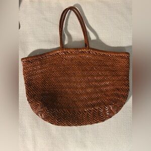 Dragon diffusion- brown leather woven tote